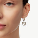 MaiaMina Rhodium Plated Clear Quartz Drop Earrings Removable Statement Earrings Cetus Collection