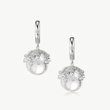 MaiaMina Rhodium Plated Clear Quartz Drop Earrings Removable Statement Earrings Cetus Collection