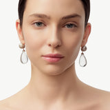 MaiaMina Rhodium Plated Clear Quartz Drop Earrings Removable Statement Earrings Cetus Collection