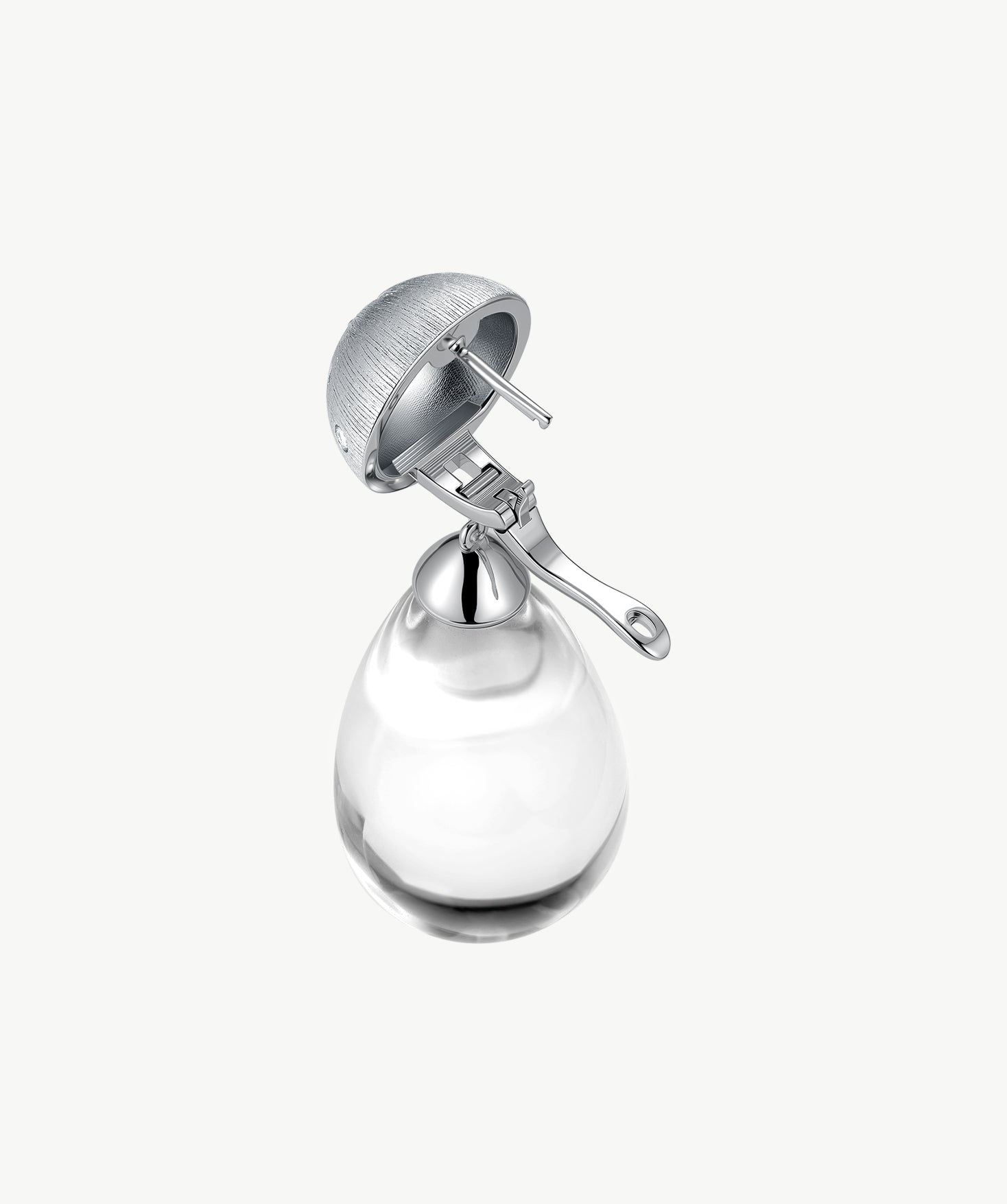 MaiaMina Rhodium Plated Clear Quartz Drop Earrings Removable Statement Earrings Cetus Collection