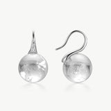 MaiaMina Rhodium Plated Clear Quartz Drop Earrings Removable Statement Earrings Cetus Collection