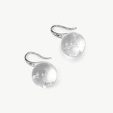 MaiaMina Rhodium Plated Clear Quartz Drop Earrings Removable Statement Earrings Cetus Collection