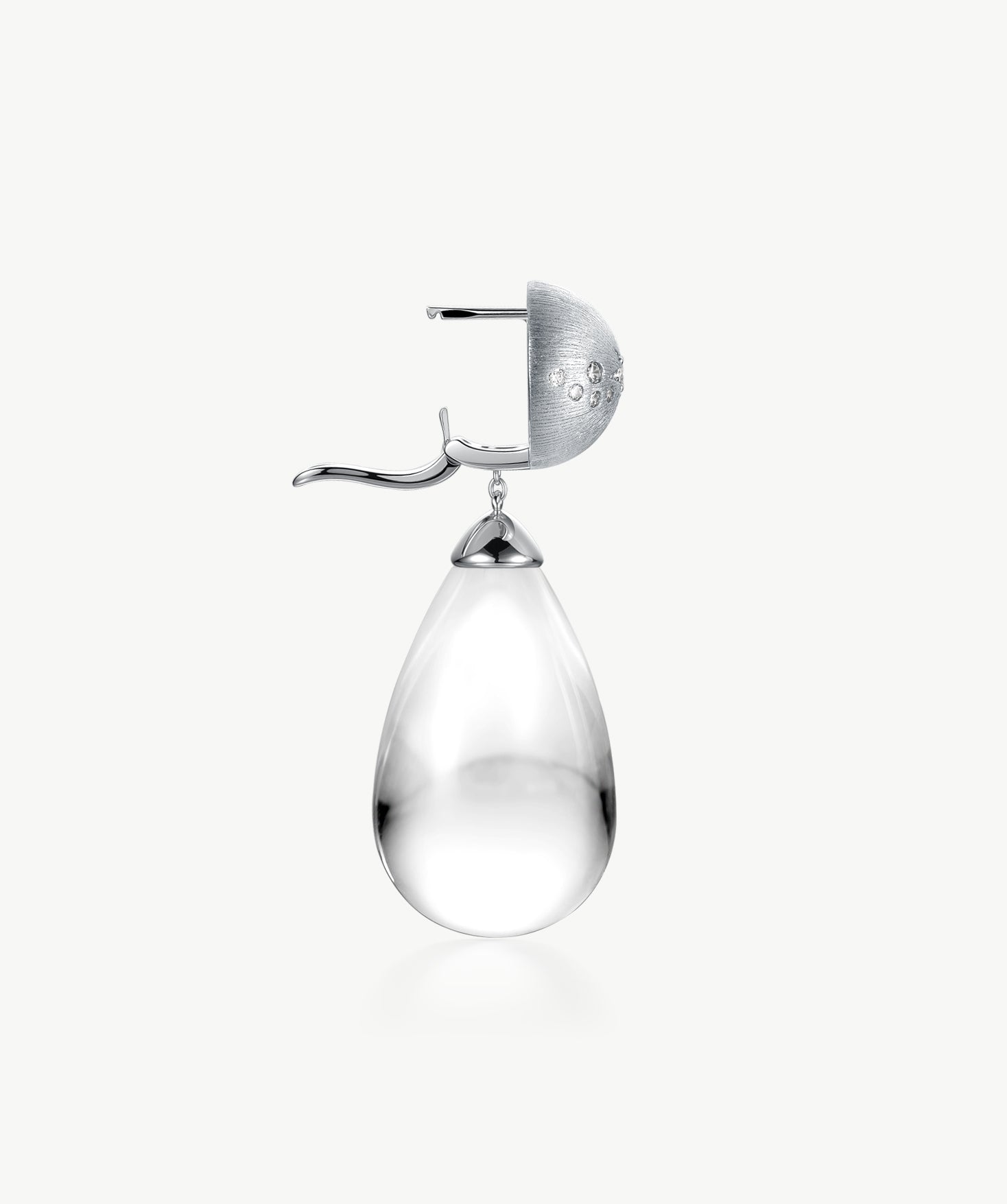 MaiaMina Rhodium Plated Clear Quartz Drop Earrings Removable Statement Earrings Cetus Collection