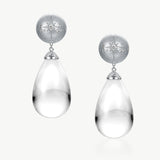 MaiaMina Rhodium Plated Clear Quartz Drop Earrings Removable Statement Earrings Cetus Collection