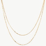 Classic Gold Disc Layered Necklace | Dainty Double Chain in 18K Gold Vermeil – MaiaMina