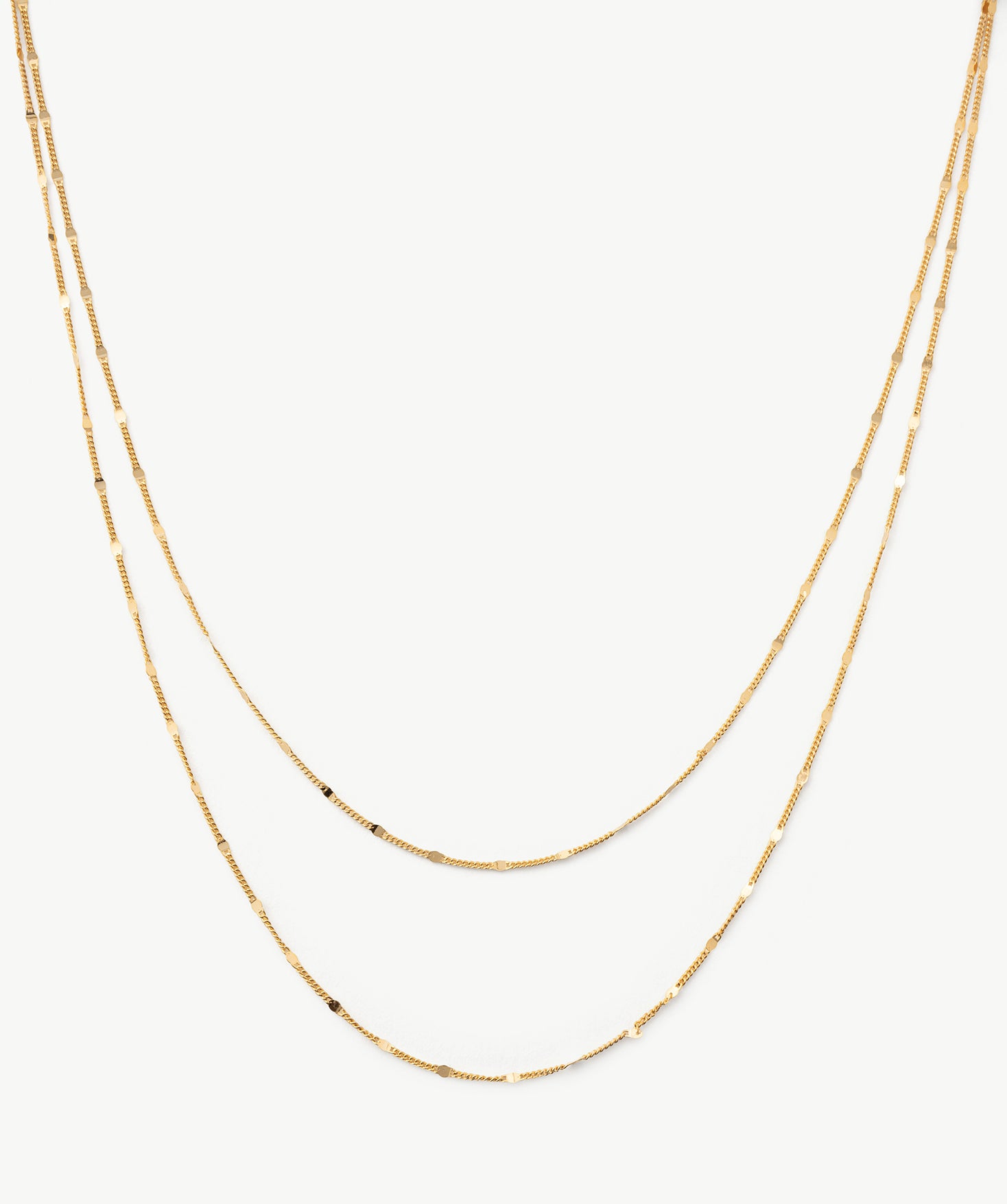Classic Gold Disc Layered Necklace | Dainty Double Chain in 18K Gold Vermeil – MaiaMina