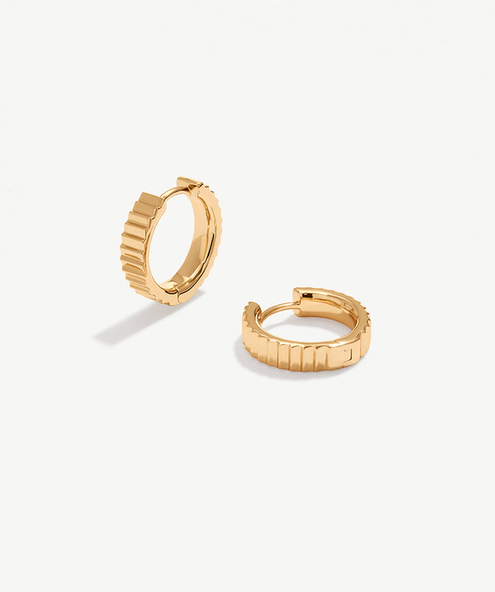 Minimalist Small Hoop Earrings for Women, Chunky Huggie Earrings with 18k Gold Plated Sterling Silver | MaiaMina