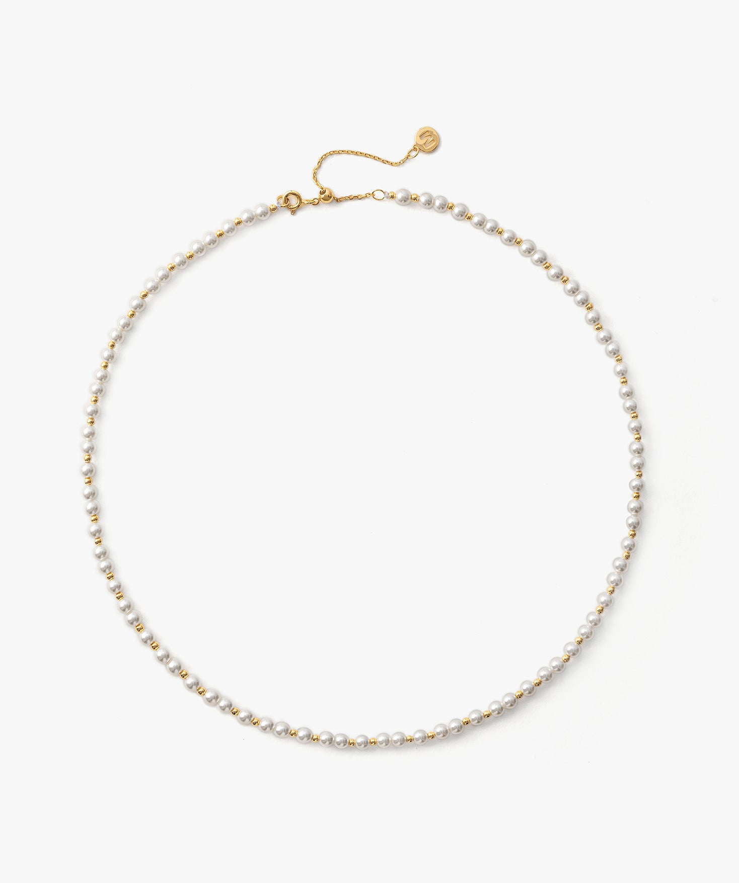 Delicate 4mm Pearl Necklace with Gold Beads | Belvria