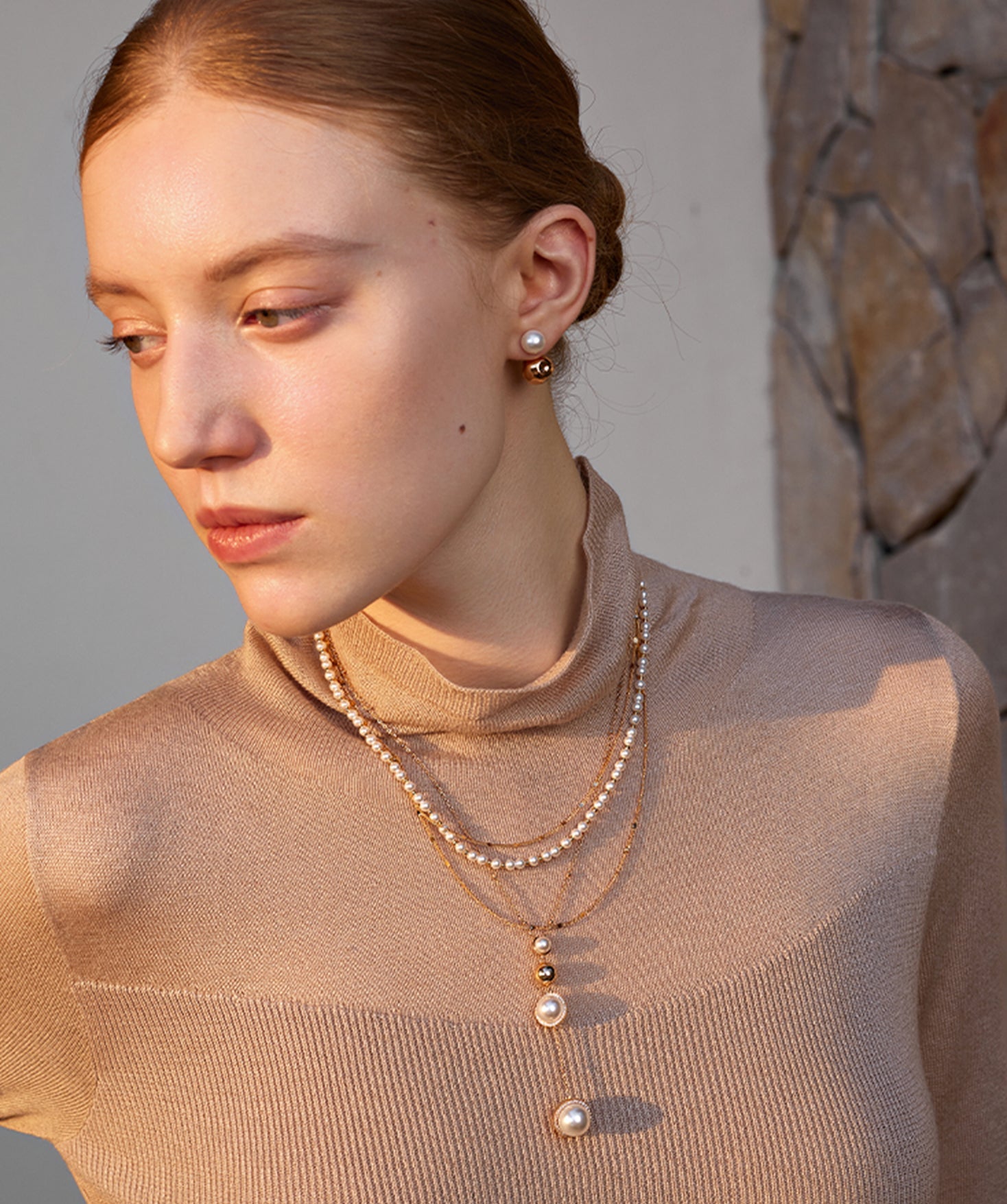 Delicate 4mm Pearl Necklace with Gold Beads | Belvria
