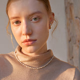 Delicate 4mm Pearl Necklace with Gold Beads | Belvria
