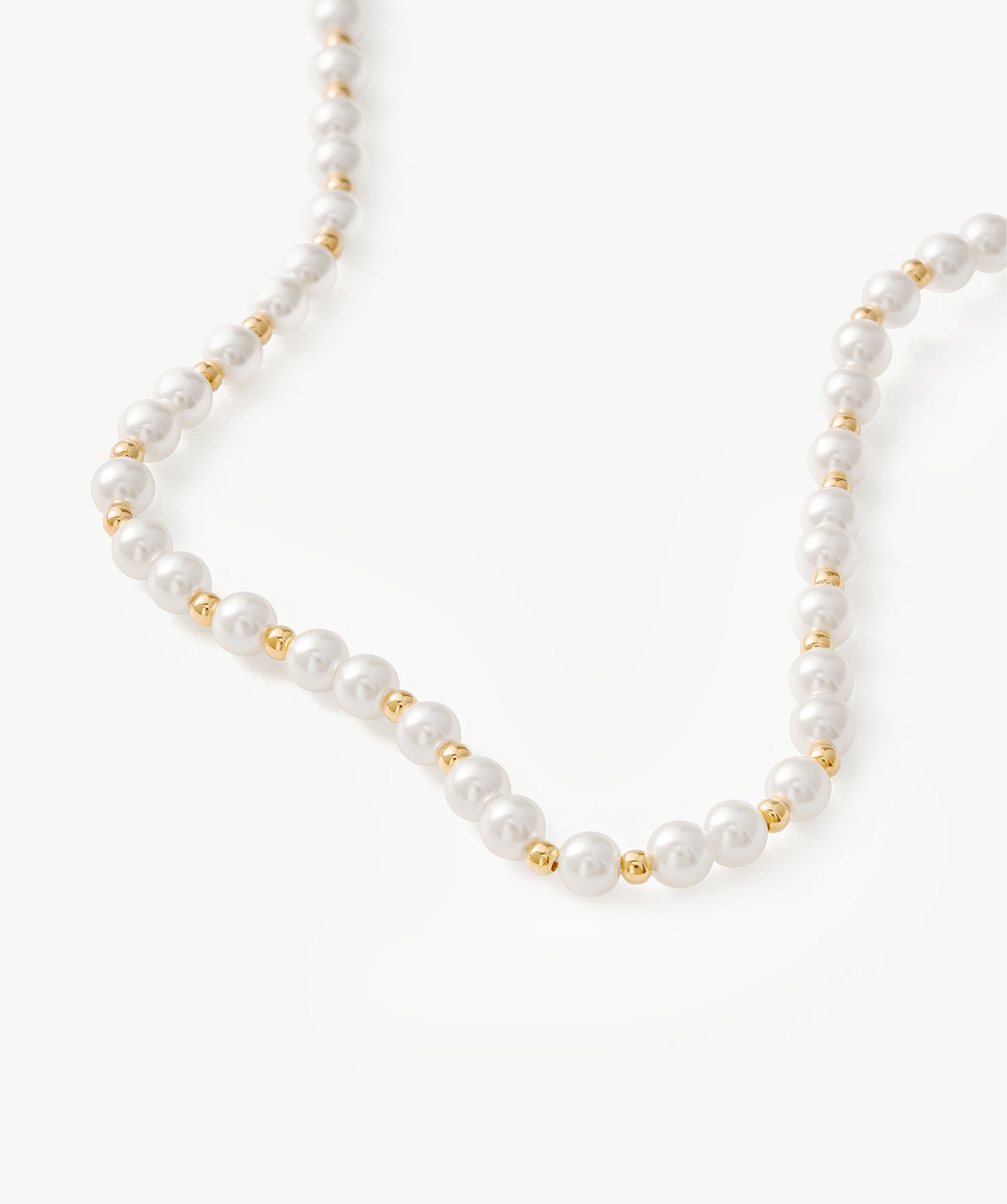 Delicate 4mm Pearl Necklace with Gold Beads | Belvria