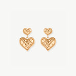 18K Gold Plated Chunky Waffle Heart Drop Earrings – Vintage Modern Romance | MaiaMina