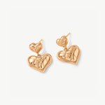 18K Gold Plated Chunky Waffle Heart Drop Earrings – Vintage Modern Romance | MaiaMina