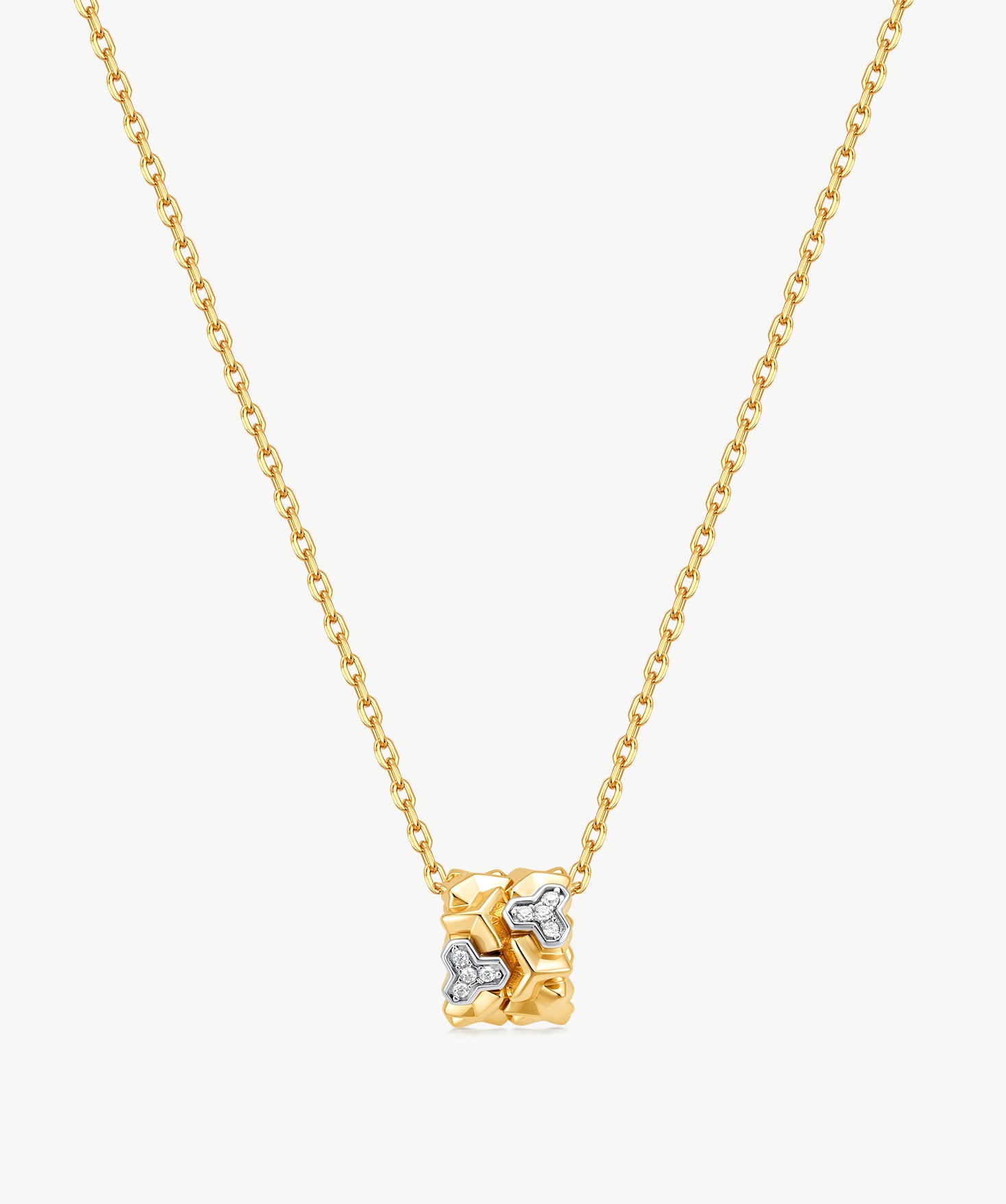 MaiaMina Pendant Necklace Gold Vermeil Two Tone Geometric Link Charm Necklace LYNKA