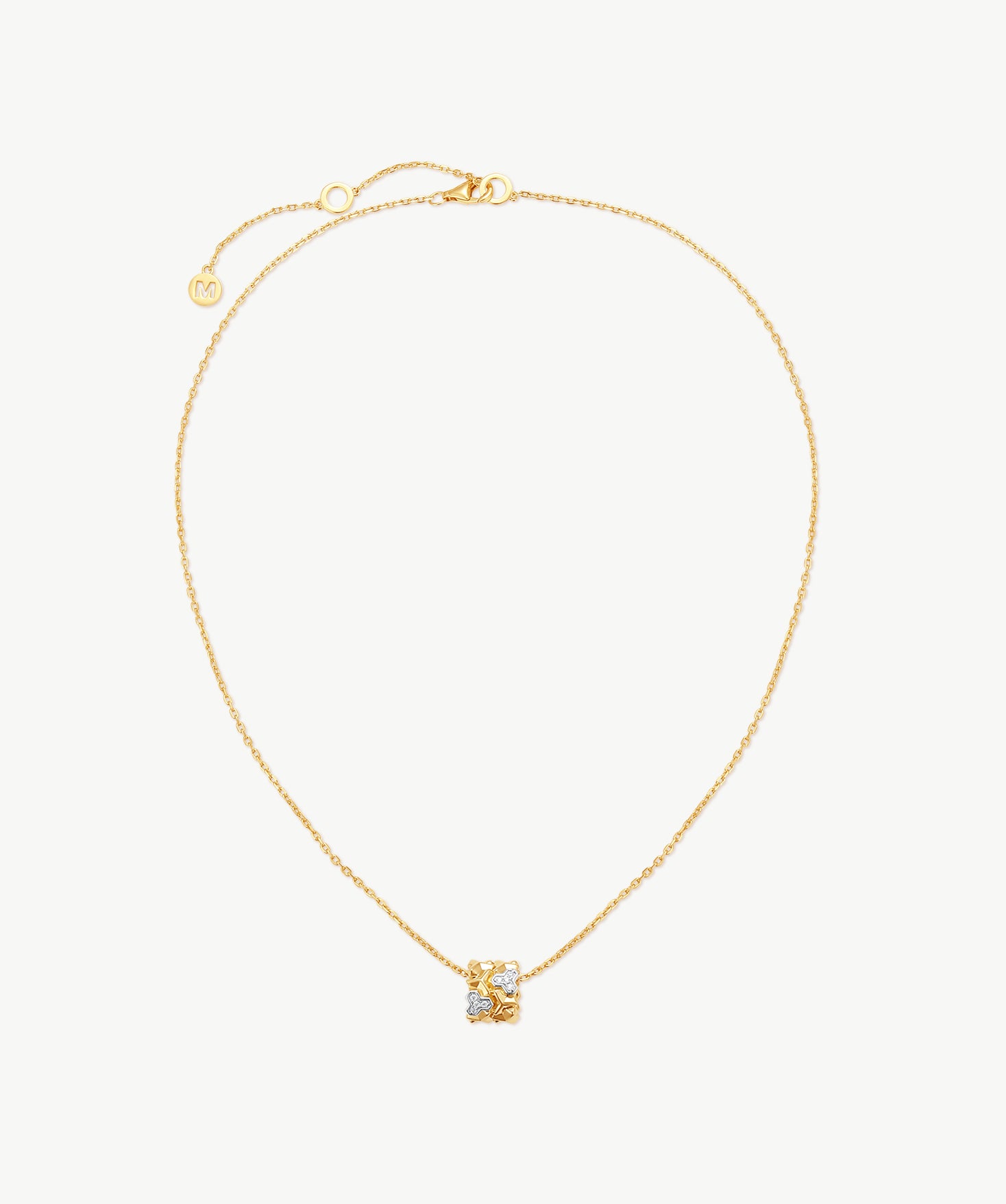 MaiaMina Pendant Necklace Gold Vermeil Two Tone Geometric Link Charm Necklace LYNKA