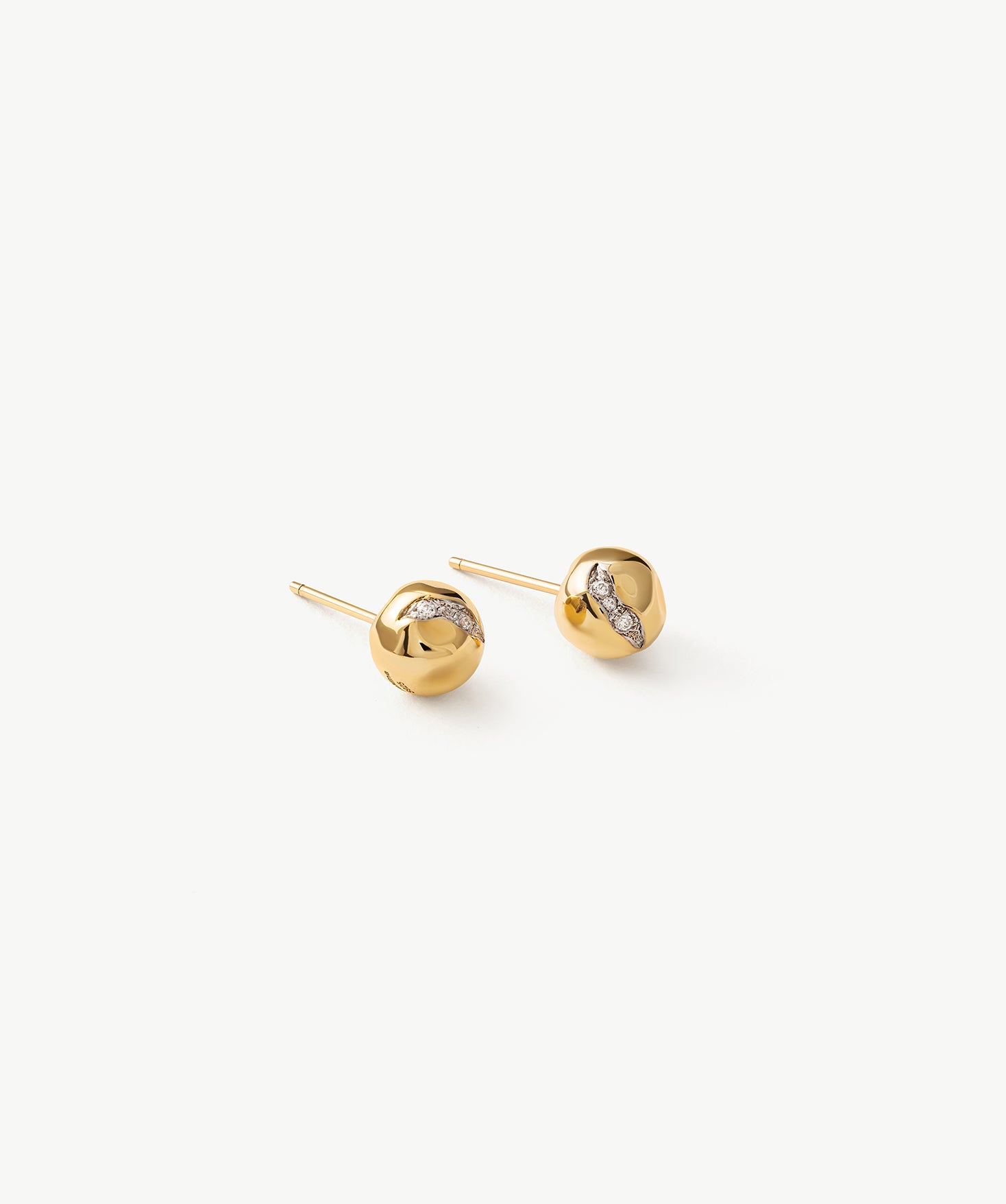 Gold Molten Stud Earrings with Pavé Detail – 18K Gold Vermeil Jewelry | MaiaMina