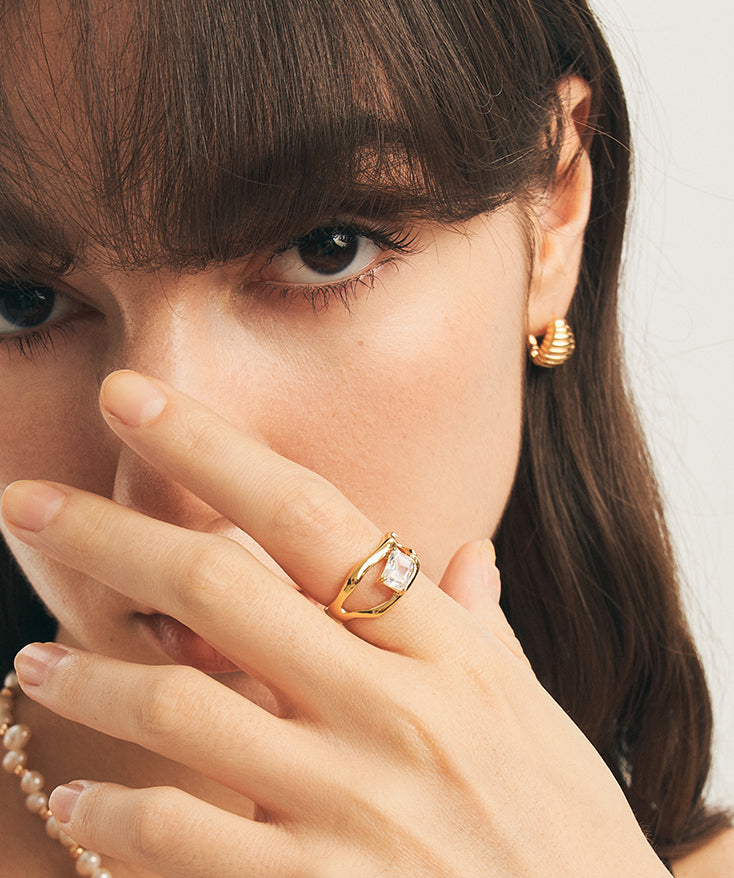 Molten Gemstone Open Ring | MaiaMina