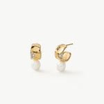 Gold Pearl Pave Mini Hoop Earrings – Sculptural 18K Gold Vermeil Jewelry | MaiaMina