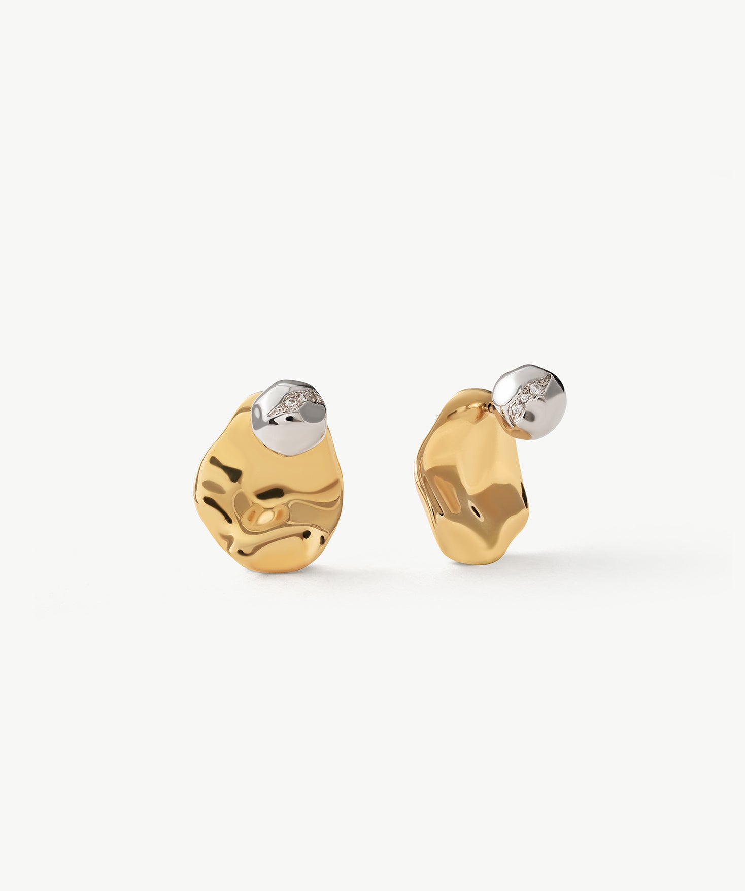 Molten Two-Tone Stud Earrings – Gold and Silver Sculptural Studs | MaiaMina