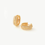 Rock Gemstone Spike Hoop Earrings | Gold-Plated Statement Hoops – MaiaMina