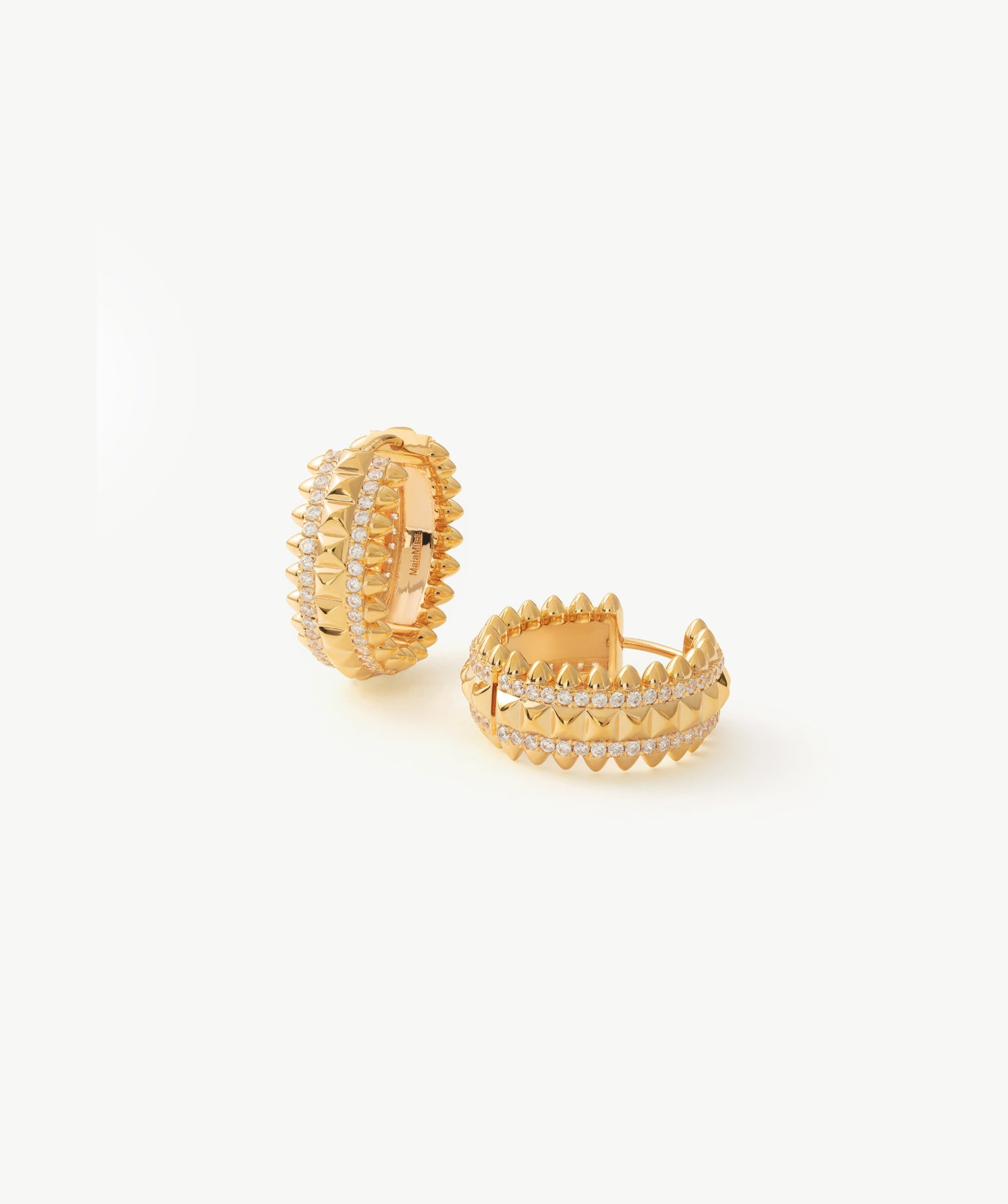 Rock Gemstone Spike Hoop Earrings | Gold-Plated Statement Hoops – MaiaMina