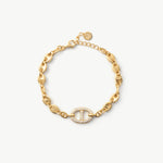 Gold Mariner Chain Bracelet with Pavé Link – 18ct Gold Plated Jewelry | MaiaMina