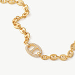Gold Mariner Chain Bracelet with Pavé Link – 18ct Gold Plated Jewelry | MaiaMina