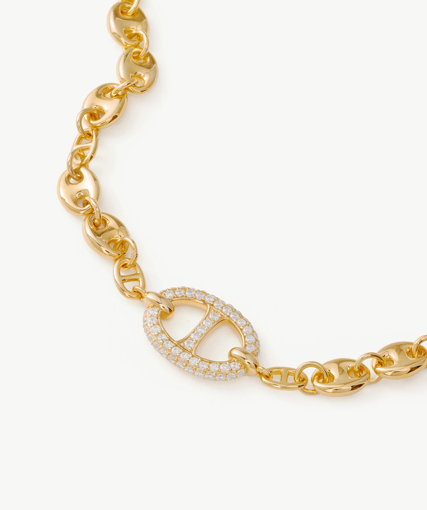 Gold Mariner Chain Necklace with Pavé Link – 18ct Gold Plated Jewelry | MaiaMina