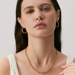 Gold Mariner Chain Necklace with Pavé Link – 18ct Gold Plated Jewelry | MaiaMina