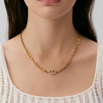 Gold Mariner Chain Necklace with Pavé Link – 18ct Gold Plated Jewelry | MaiaMina