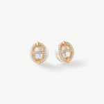 18K Gold Plated Pearl Stud Earrings with Pave Mariner Design – Elegant Nautical Jewelry | MaiaMina