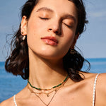 Green Gemstone and 18K Gold Plated Sterling Silver Pendant Necklace | Elegant Women's Jewelry | MaiaMina