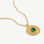 Green Gemstone and 18K Gold Plated Sterling Silver Pendant Necklace | Elegant Women's Jewelry | MaiaMina