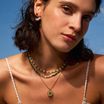 Green Gemstone and 18K Gold Plated Sterling Silver Pendant Necklace | Elegant Women's Jewelry | MaiaMina