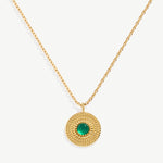 Green Gemstone and 18K Gold Plated Sterling Silver Pendant Necklace | Elegant Women's Jewelry | MaiaMina