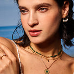 Green Gemstone and 18K Gold Plated Sterling Silver Pendant Necklace | Elegant Women's Jewelry | MaiaMina