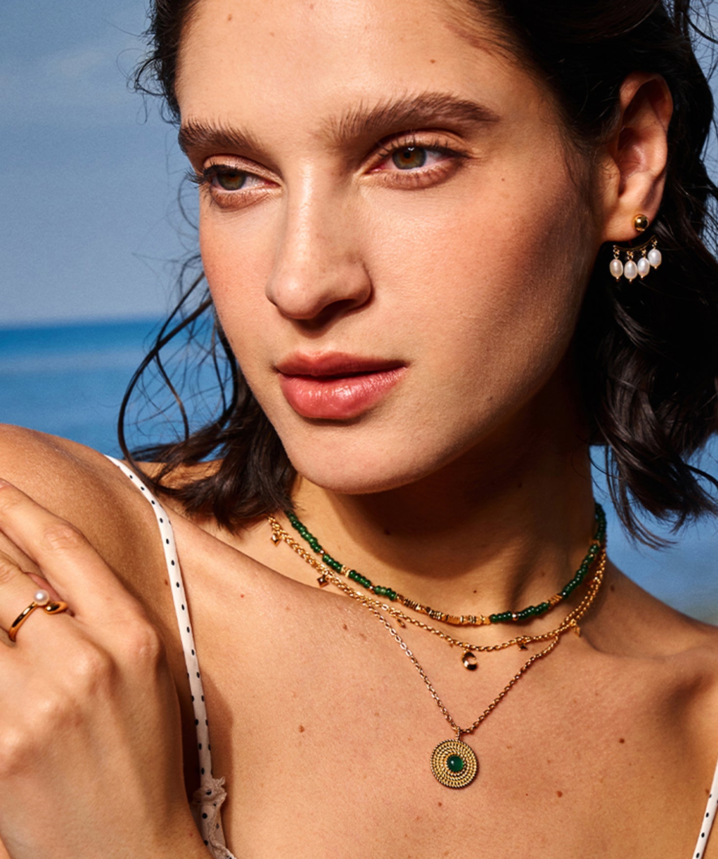 Green Gemstone and 18K Gold Plated Sterling Silver Pendant Necklace | Elegant Women's Jewelry | MaiaMina