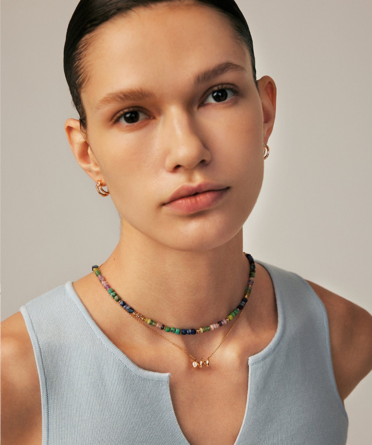 Colorful Beaded Necklace with Natural Gemstones – 18K Gold Vermeil | MaiaMina