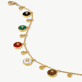 Elegant Multistone Bracelet with White Mother-of-Pearl, Malachite, Tiger’s Eye, Red Agate, and Black Agate | MaiaMina