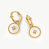 Elegant Gold Vermeil and Mother of Pearl Hoop Earrings | MaiaMina