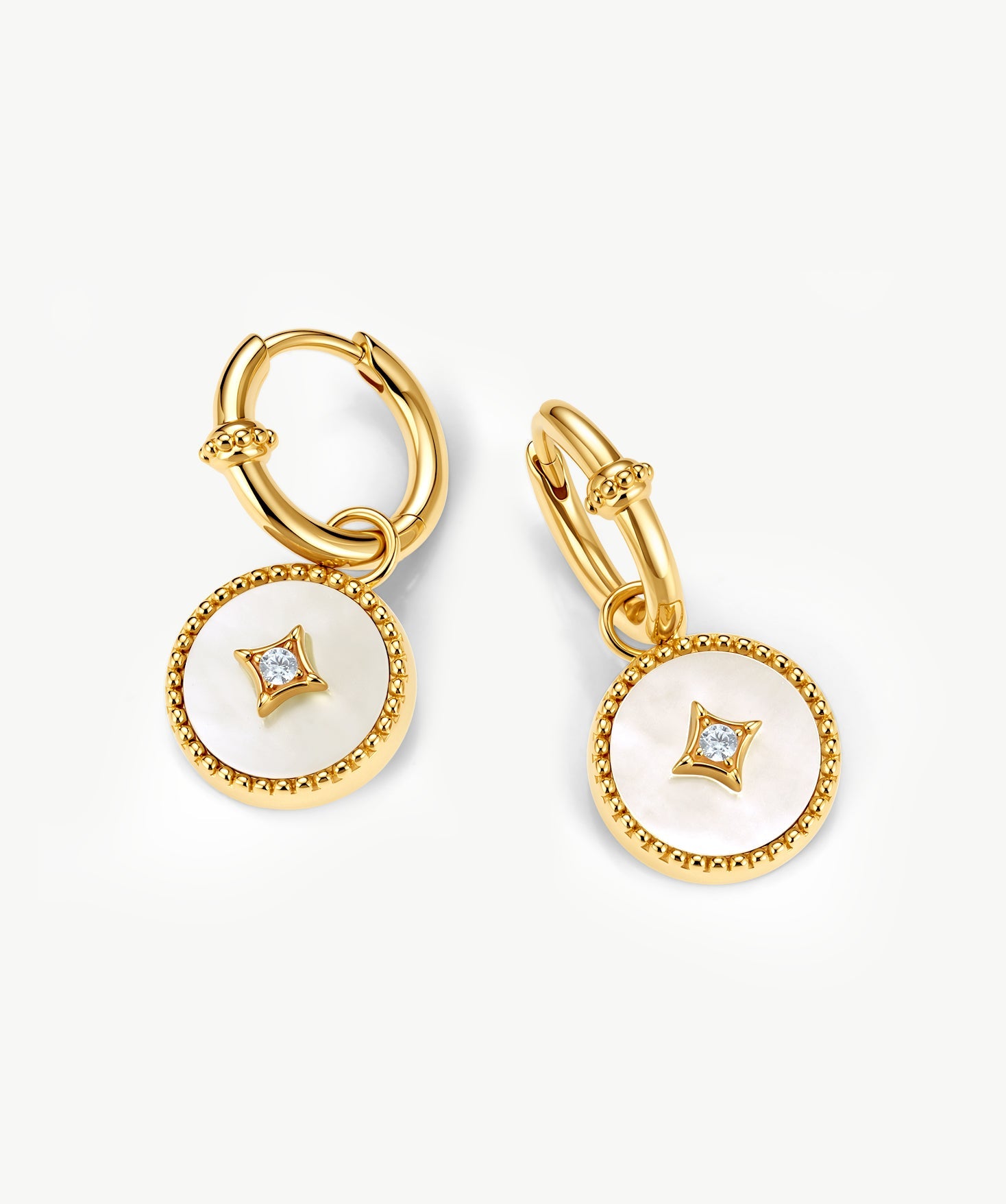 Elegant Gold Vermeil and Mother of Pearl Hoop Earrings | MaiaMina