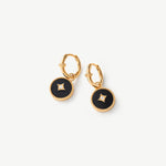 Black Agate Copper Coin Hoop Earrings in 18K Gold Vermeil – MaiaMina