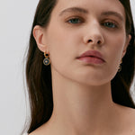 Black Agate Copper Coin Hoop Earrings in 18K Gold Vermeil – MaiaMina