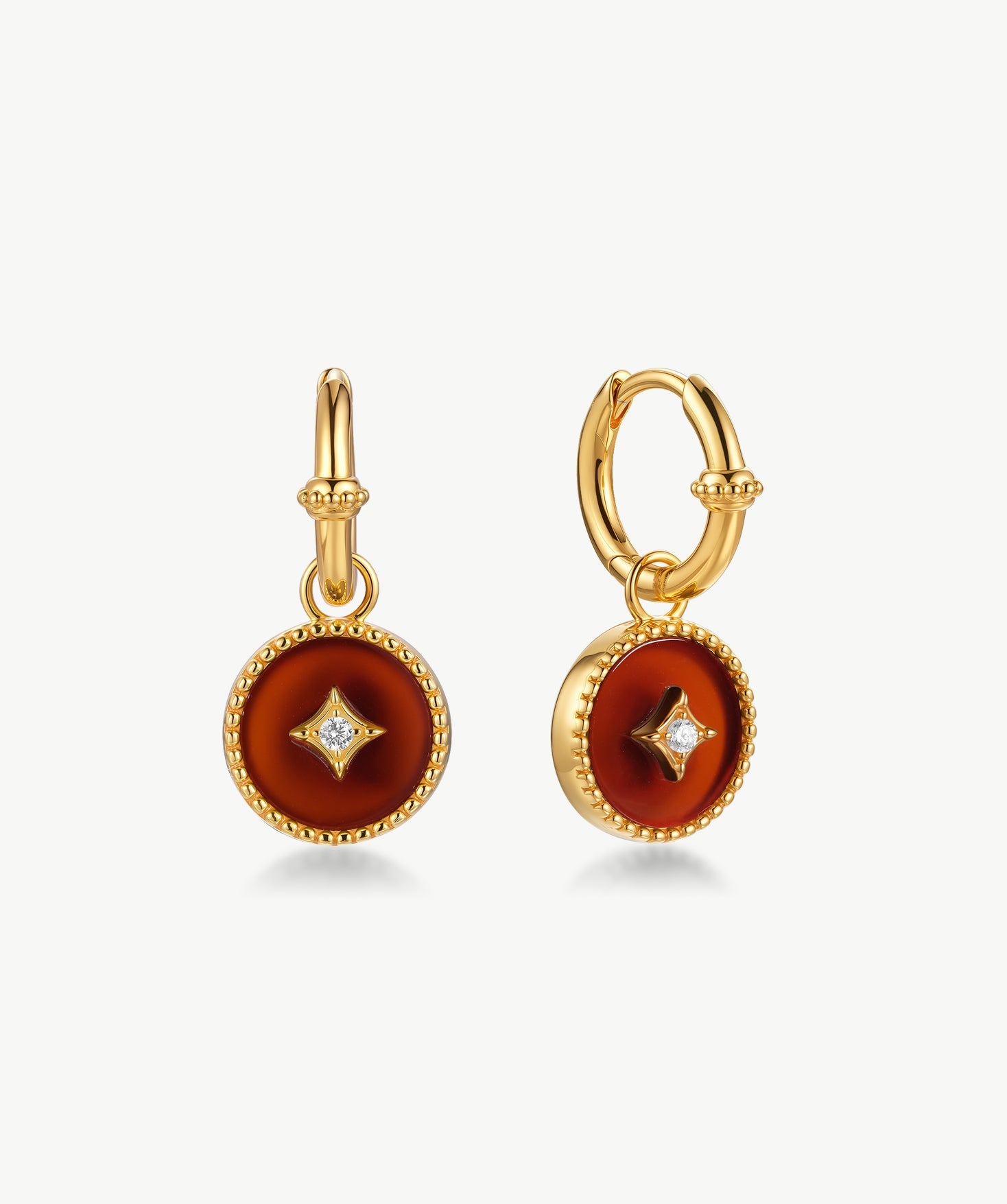 Red Agate Copper Coin Hoop Earrings in 18K Gold Vermeil – MaiaMina