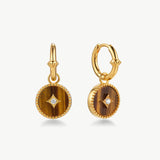Tiger’s Eye Copper Coin Hoop Earrings in 18K Gold Vermeil – MaiaMina
