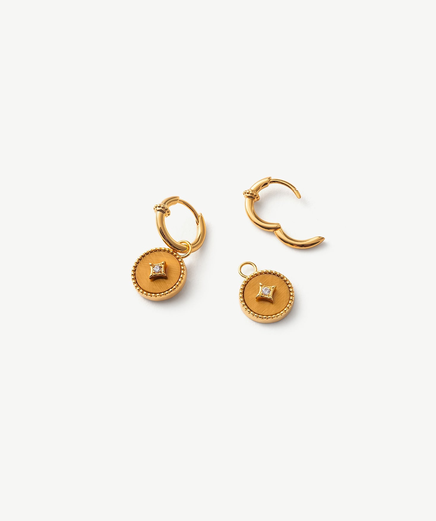 Tiger’s Eye Copper Coin Hoop Earrings in 18K Gold Vermeil – MaiaMina