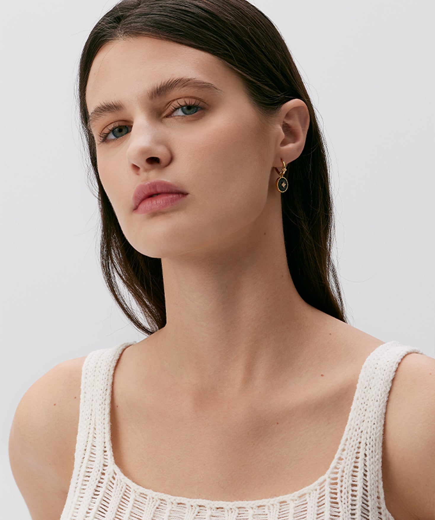 Black Agate Copper Coin Hoop Earrings in 18K Gold Vermeil – MaiaMina