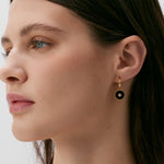 Black Agate Copper Coin Hoop Earrings in 18K Gold Vermeil – MaiaMina