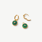 Malachite Copper Coin Hoop Earrings in 18K Gold Vermeil – MaiaMina