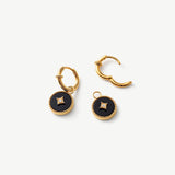 Black Agate Copper Coin Hoop Earrings in 18K Gold Vermeil – MaiaMina